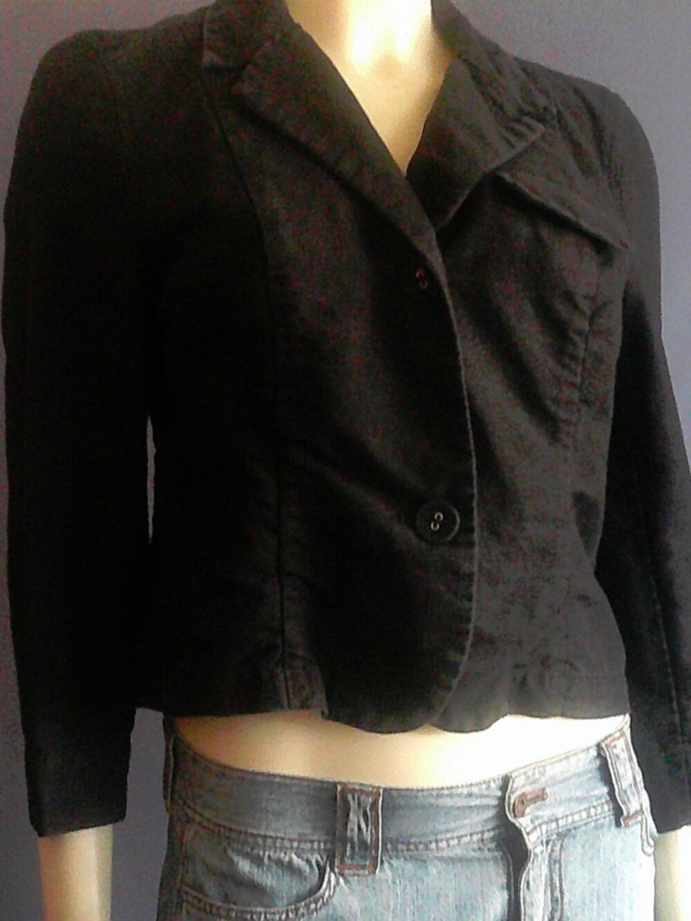 Gap Washed Black Neutral Cropped Linen Blend Jacket 10